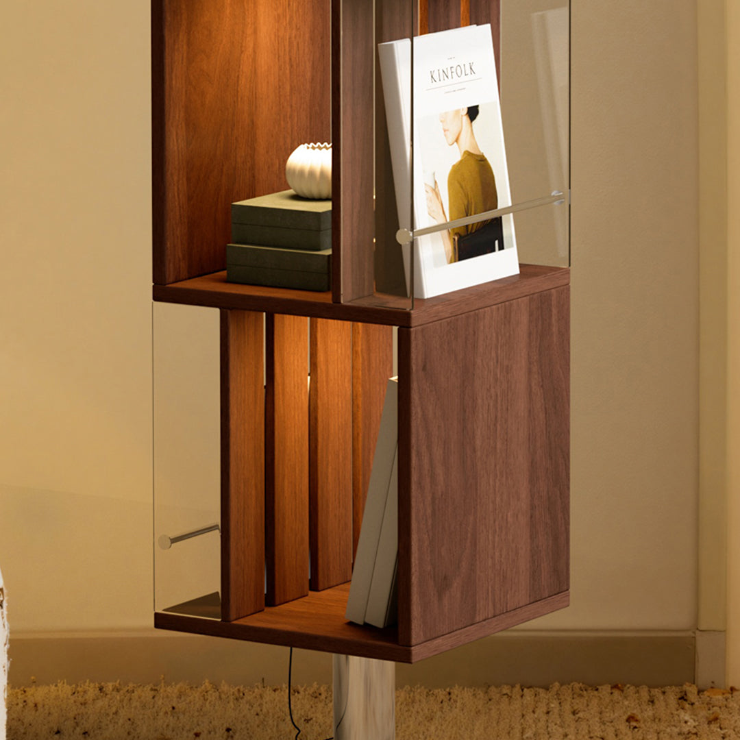 Anastasov Rotating Bookshelf, Corner Bookshelf, Solid Wood, With Light