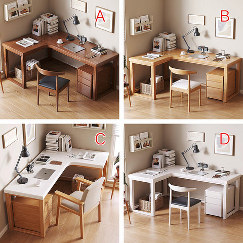 Amari L Shape Office Desk With Chest of Drawers, More Colors
