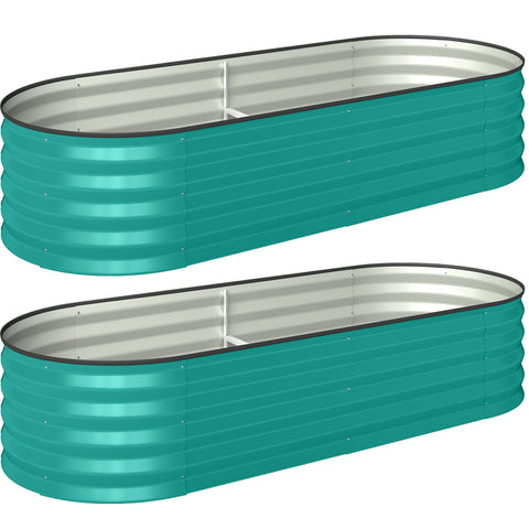 Outsunny Set of Two 150 x 60cm Steel Planters - Green