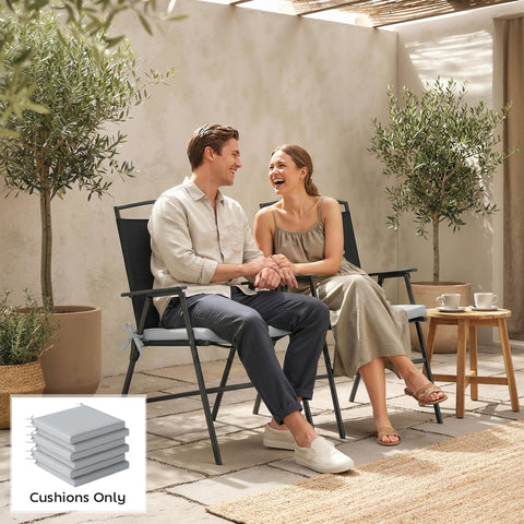 Outsunny Set of 6 Outdoor Seat Cushions with Machine Washable Cover, Water Repellent Seat Cushions Light Grey