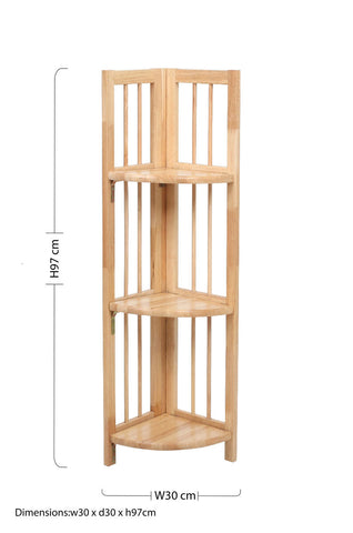 Heva 3 Tier Tropical Hevea Wood Corner Shelf Unit