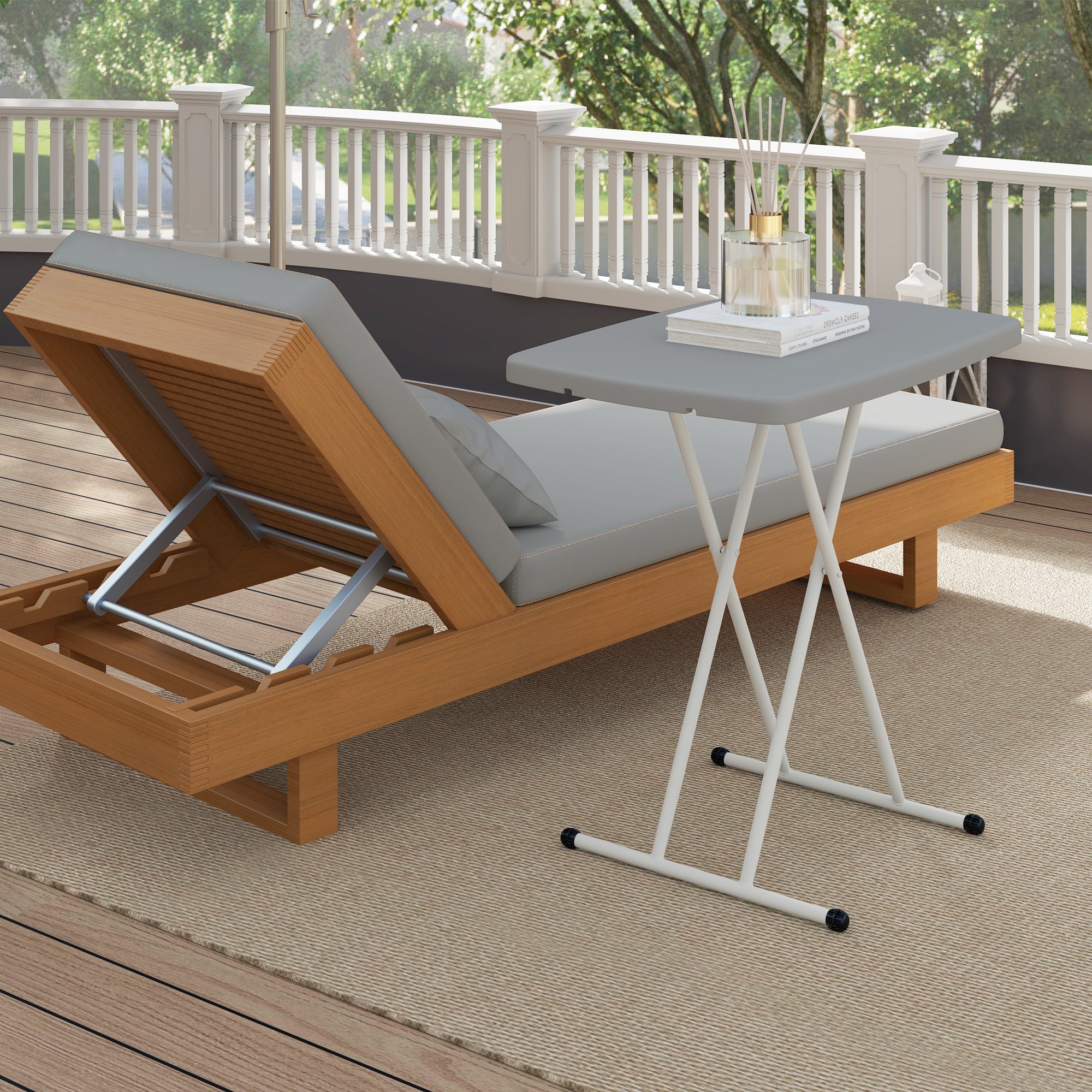 Outsunny Minimal Folding Outdoor Table - Grey/White