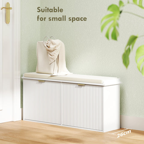 HOMCOM Elegant Ten Shoe Bench, with Top Seat - White