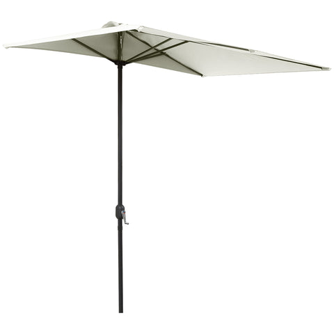 Outsunny Balcony Half Parasol Semi Round Umbrella Patio Crank Handle (2.3 m, Beige)- NO BASE INCLUDED