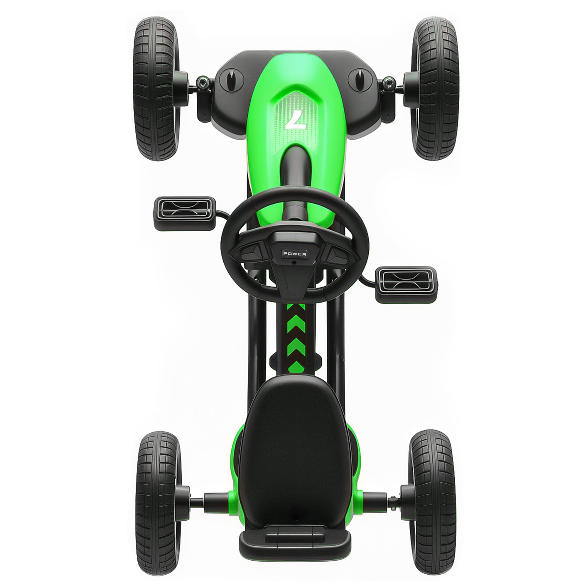 AIYAPLAY Pedal Go Kart for Kids 2-5 Years, with Silent EVA Wheels, Metal Frame, Green