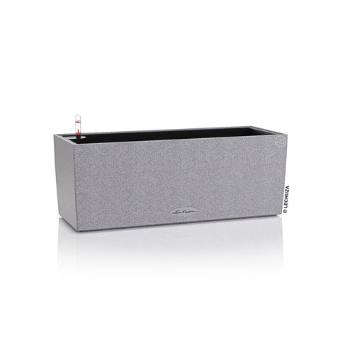 Lechuza BALCONERA Stone 50 Self Watering Planter Plastic Indoor/Outdoor Flower Plant Pot Table and Window Box with Drainage Hole H19 L50 W19 cm Stone