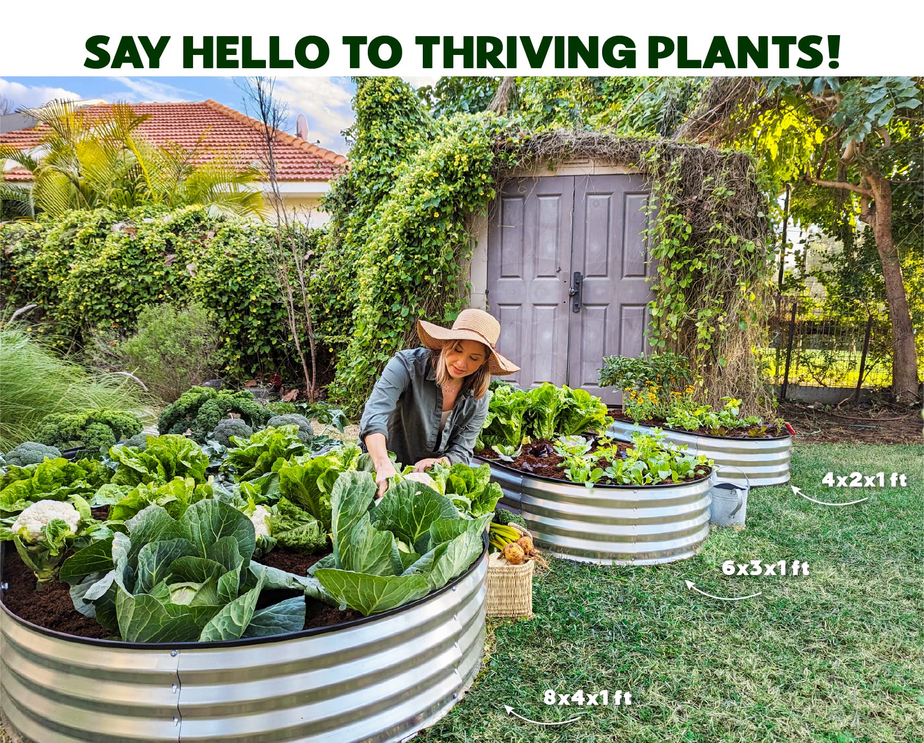 Galvanized Metal Raised Garden Bed for Outdoor Gardening 4?2?1 ft // Easy-to-Assemble Garden Bed Kit for Vegetables and Plants // Sturdy Steel Raised