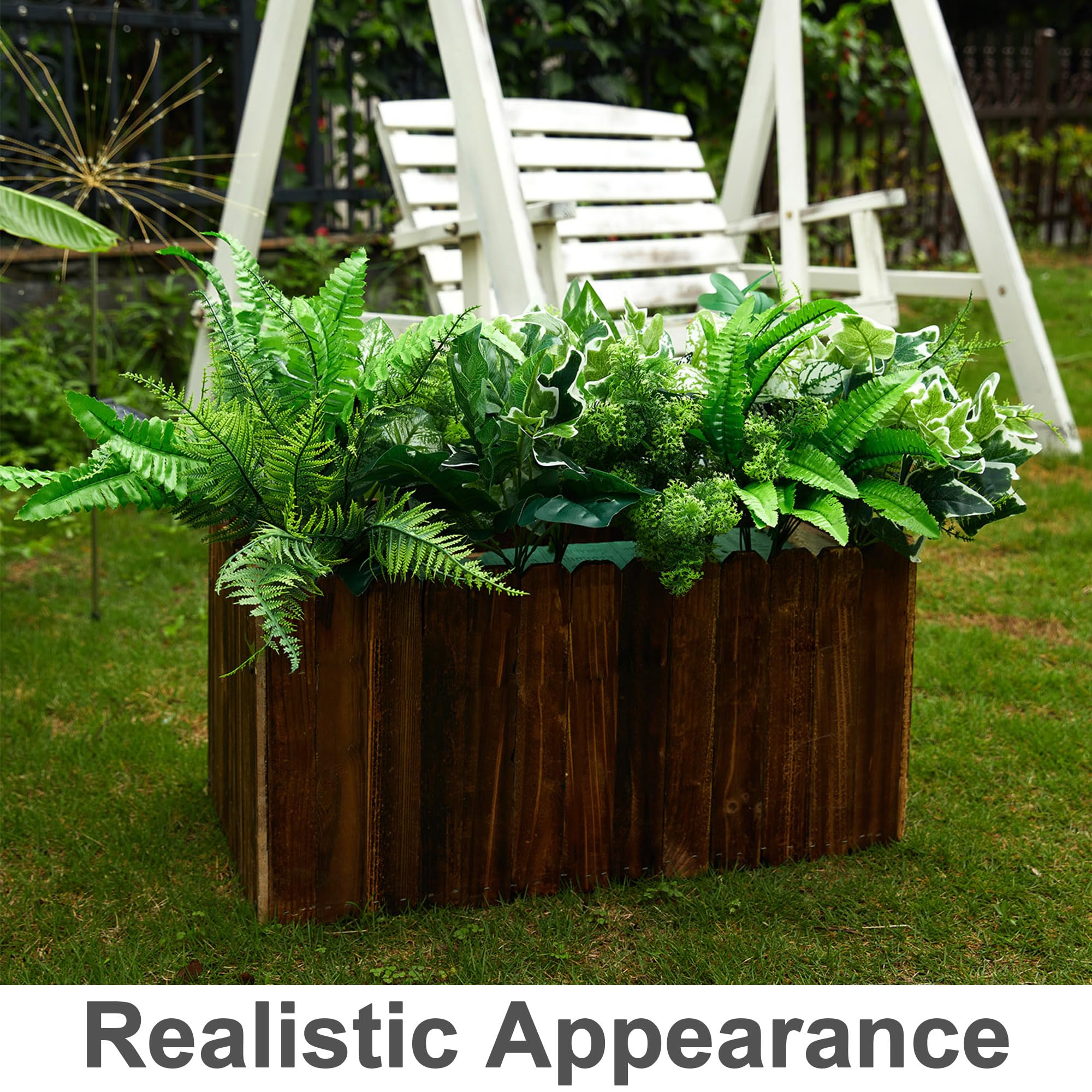 PARTY JOY 14 Pcs Artificial Plants Outdoor, Fake Plants, Decorative Artificial Plants, Shrubs UV Resistant Plants, Artificial Bushes For Outside, Fake