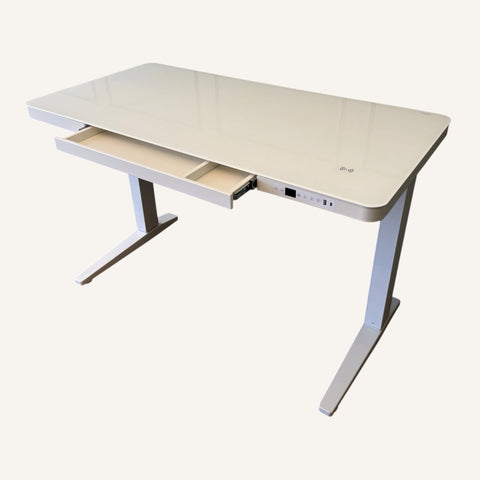 E-Max Electric Height Adjustable Desk White (Glass Top) – Purus Life