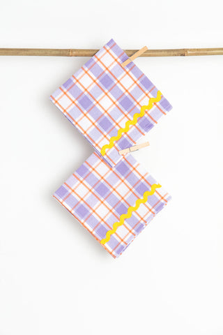 Purple and Yellow Napkins, Set of Two