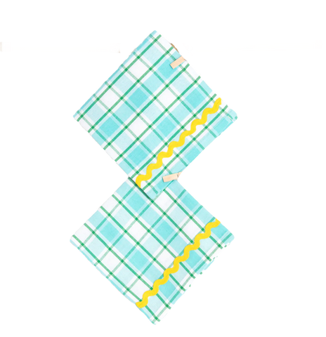 Yellow and Aqua Napkins, Set of Two