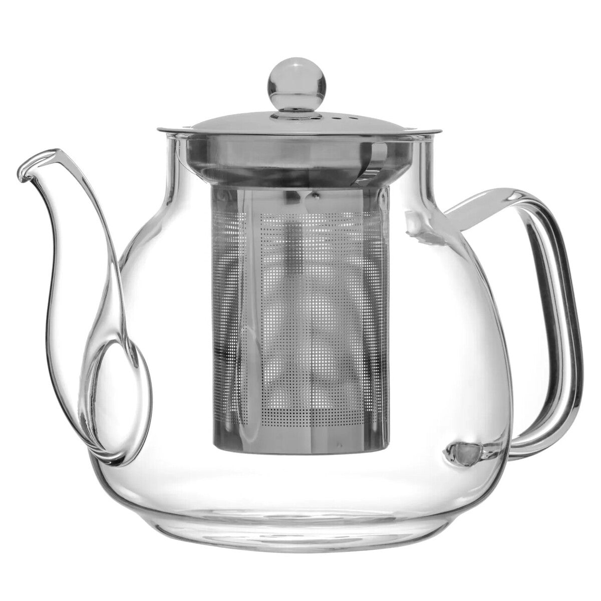 Clear glass borosilicate 800ml teapot with stainless steel infuser and lid perfect for brewing tea