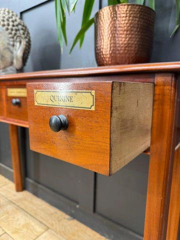 Vintage Mahogany Apothecary Style Five Drawer Console Hall Table Sideboard