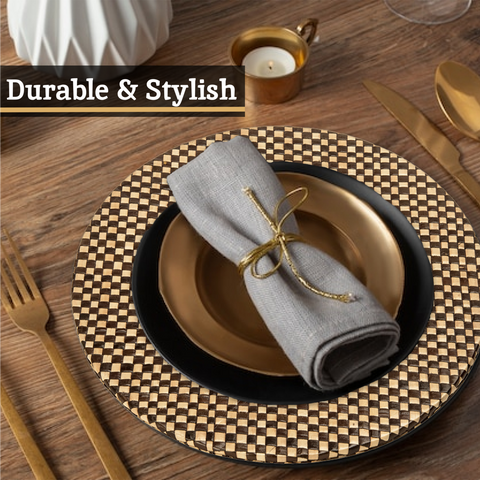 Pandanus Black And Natural Charger Plate
