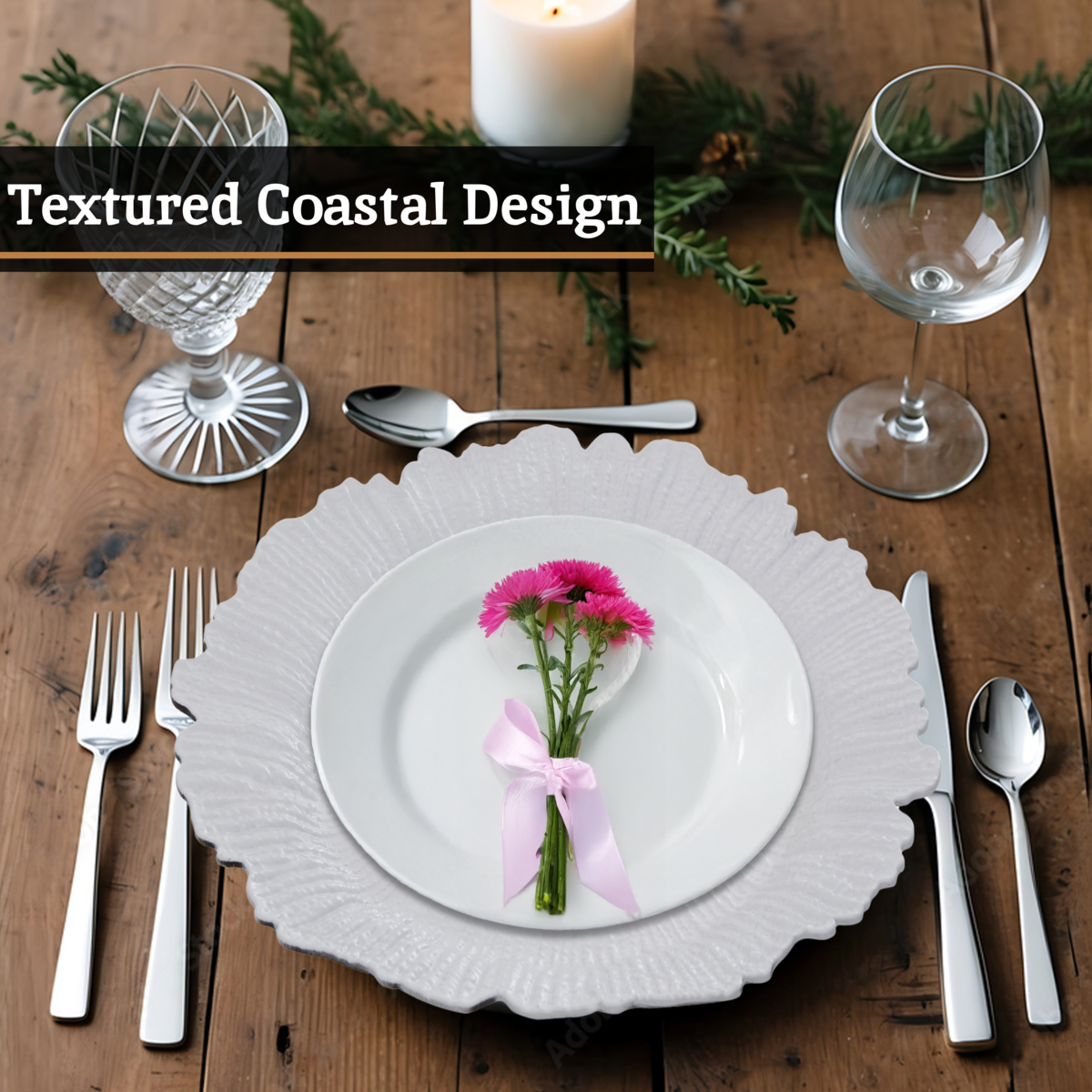 Dia White Finish Reef Charger Plate