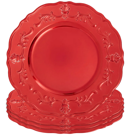 Dia Red Baroque Charger Plate