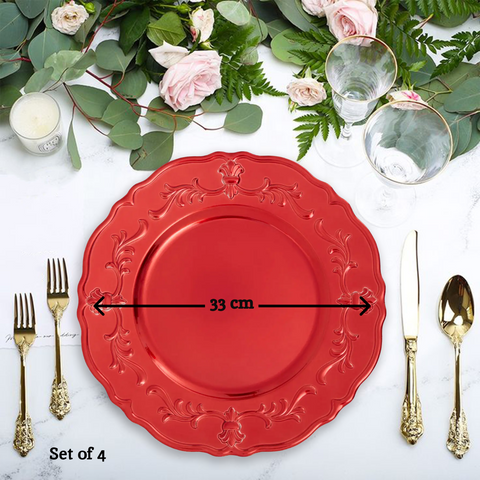 Dia Red Baroque Charger Plate