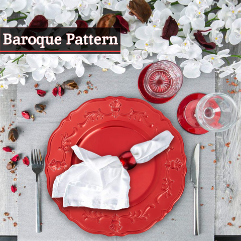 Dia Red Baroque Charger Plate