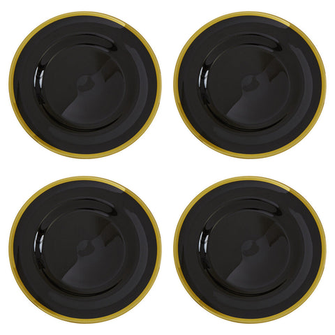 Set of Four Ida 33cm Dia Black Glass Charger Plates