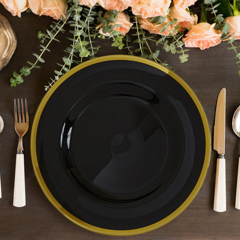 Set of Four Ida 33cm Dia Black Glass Charger Plates