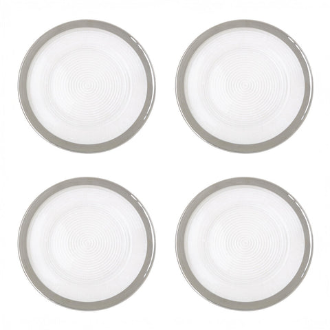 Ida Set of Four 33cm Dia Embossed Charger Plates with Silver Rim