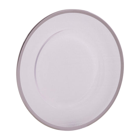 Ida Set of Four 33cm Dia Plain Charger Plates with Silver Rims