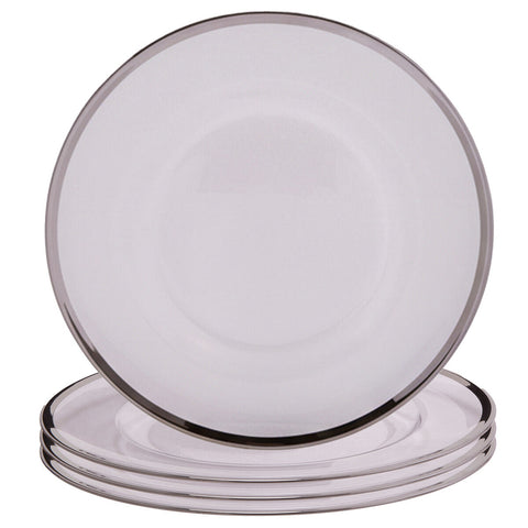 Ida Set of Four 33cm Dia Plain Charger Plates with Silver Rims