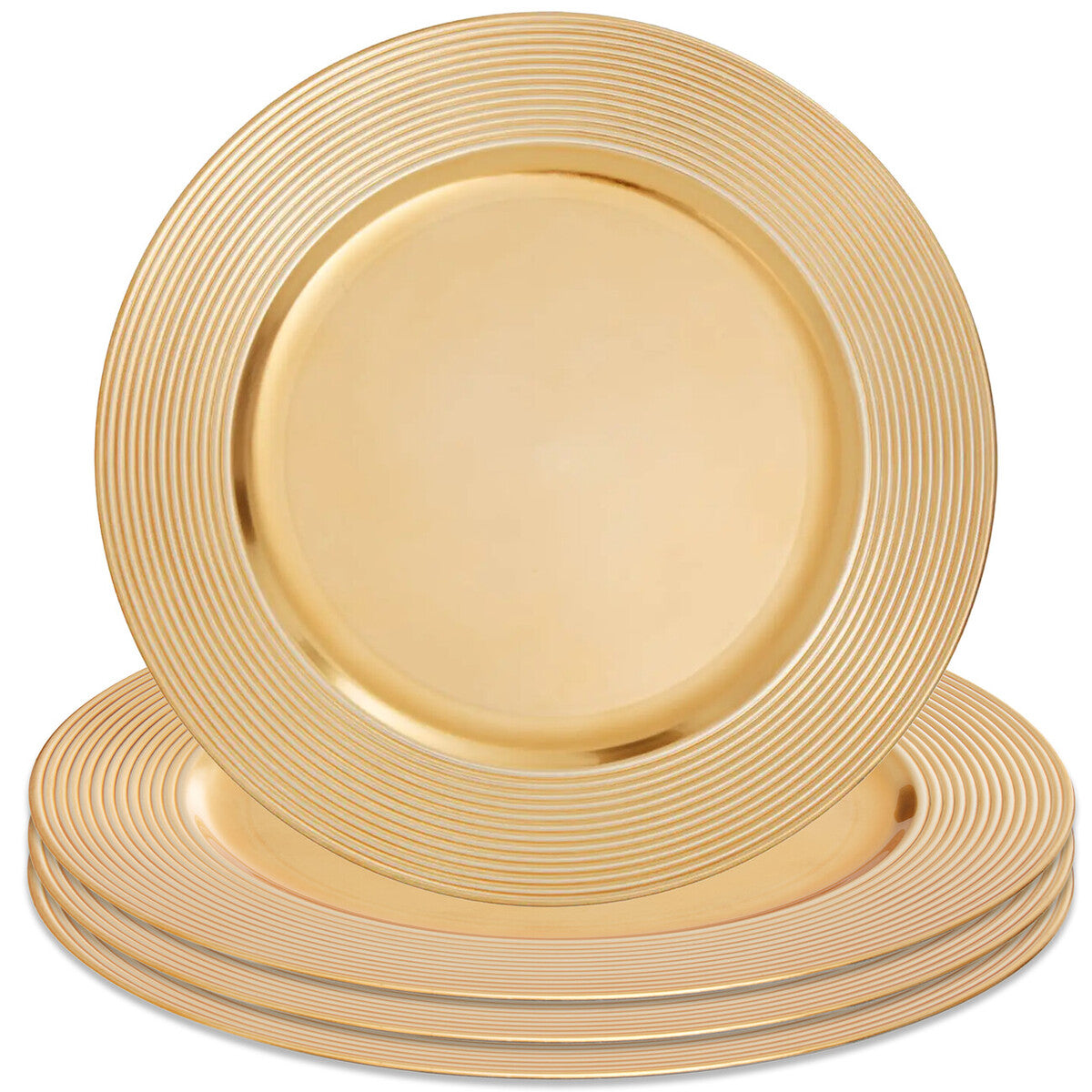 Dia Gold Charger Plate With Ribbed Rim