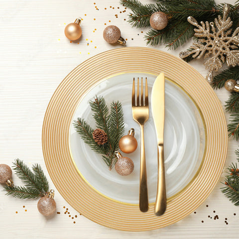 Dia Gold Charger Plate With Ribbed Rim