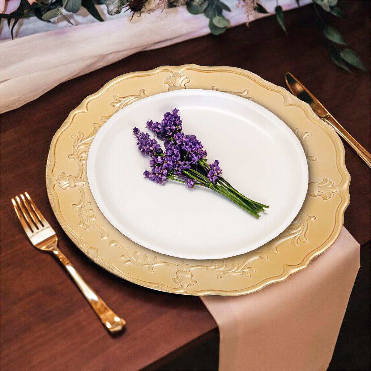 Dia Gold Finish Baroque Charger Plate