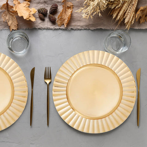 Dia Gold Finish Wave Rim Charger Plate