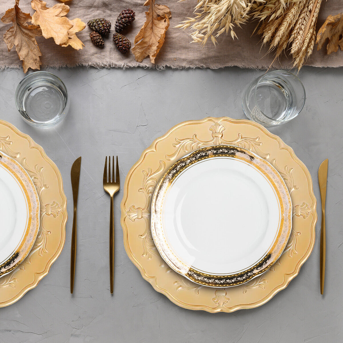 Set of Four 33cm Dia Gold Finish Baroque Charger Plates