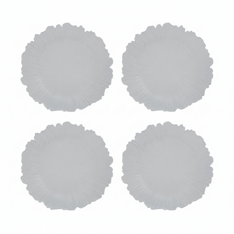 Set of Four 33cm Dia White Reef Charger Plates