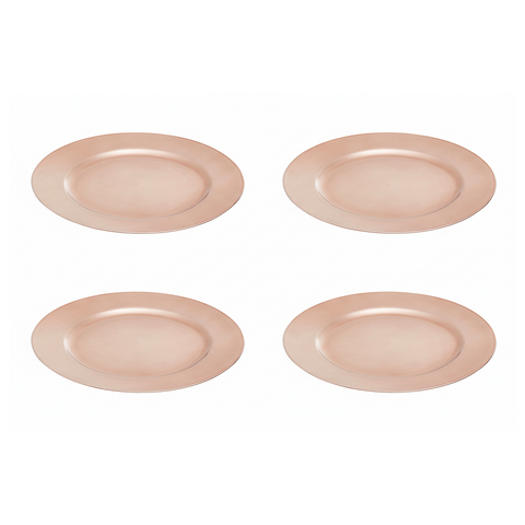 Set of Four 33cm Dia Rose Gold Flat Style Charger Plates