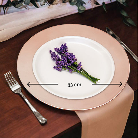 Set of Four 33cm Dia Rose Gold Flat Style Charger Plates