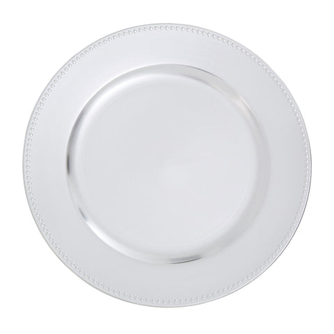 Set of Four 33cm Dia Silver Finish Dotted Charger Plates