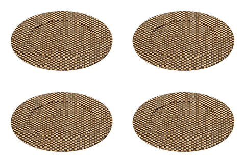 Set of Four 33cm Dia Pandanus Black and Natural Charger Plates