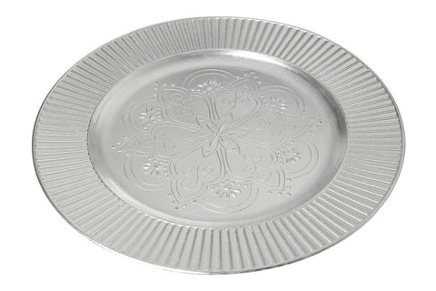 Set of Four 33cm Dia Redbud Silver Charger Plates