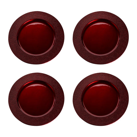 Set of Four 33cm Paxton Red Pebble Effect Charger Plates