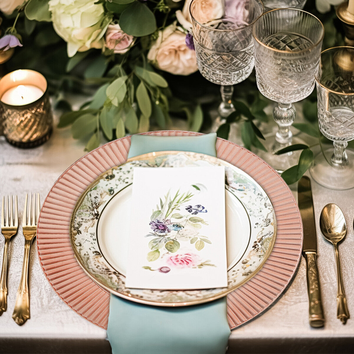 Set of 4 Redbud Rose Gold Charger Plates