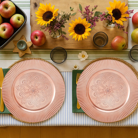 Set of 4 Redbud Rose Gold Charger Plates