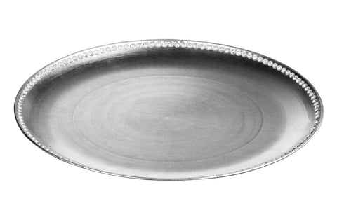 Set of Four 33cm Dia Radiance Silver Decorative Chargers