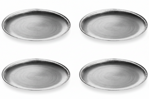 Set of Four 33cm Dia Radiance Silver Decorative Chargers