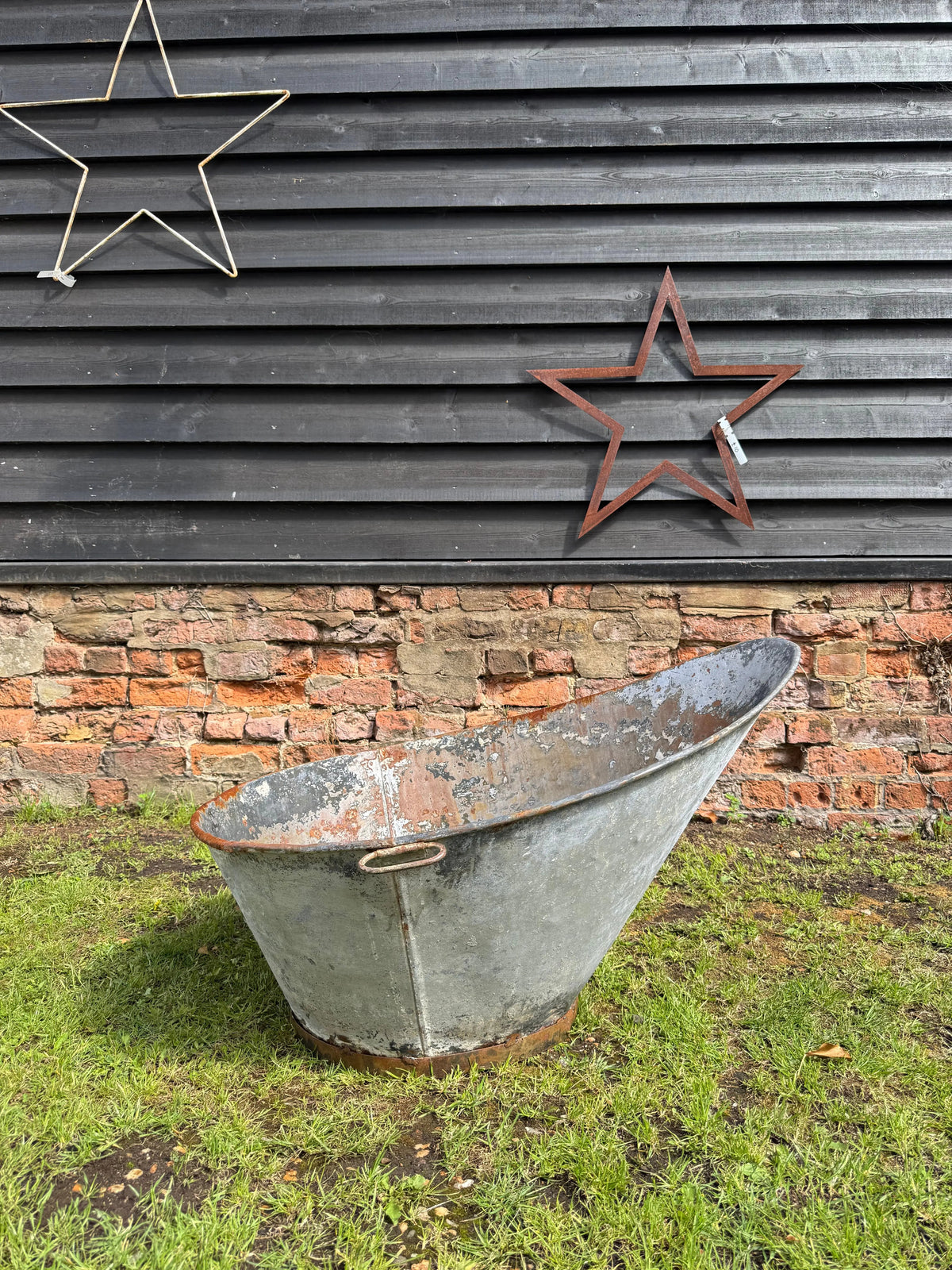 Vintage Galvanised Metal Bath Tub Garden Planter Vintage Rustic Display