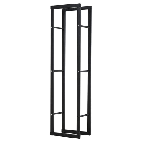 HOMCOM Metal Firewood Log Holder Tall Firewood Rack Indoor Outdoor Fireplace Wood Storage Shelf with Side Rails, Rust-Resistant, Black, 40W x 25D x 150H cm