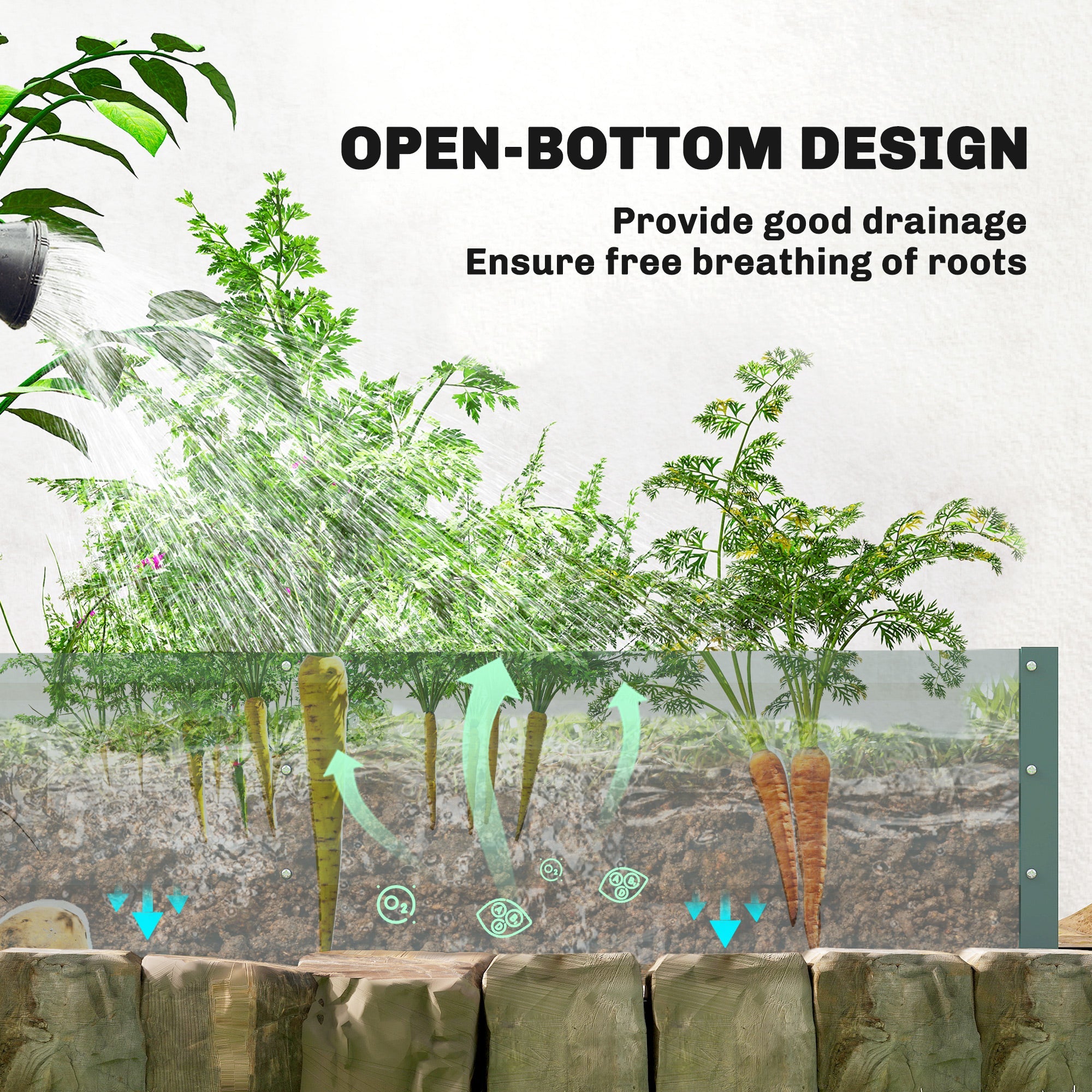 Outsunny Small Greenhouse with Raised Garden Bed, Galvanised Walk-in Greenhouse with Roll Up Windows, 141 x 141 x 190 cm, Green