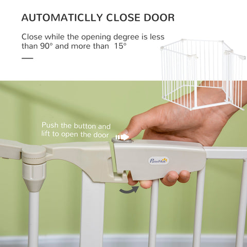 PawHut 5 Panels Pet Playpen Metal Fence w/ Walk Through Door - White