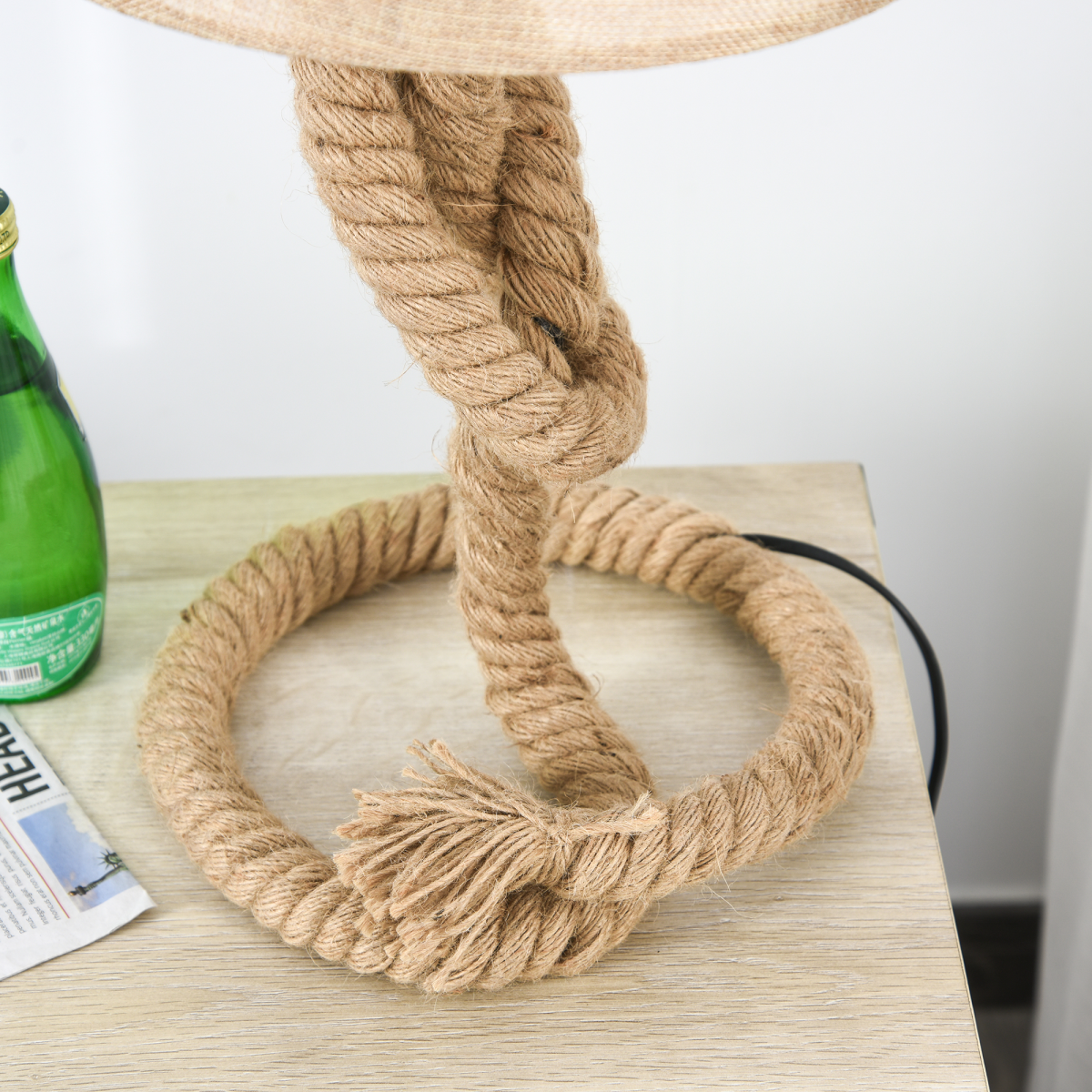 Hemp Rope Linen Shade Table Lamp Beige