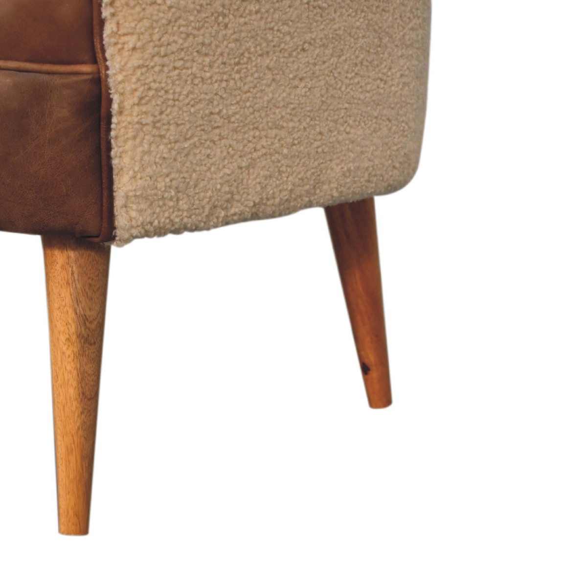 Artisan Furniture Solid Mango Wood Boucle Cream Buffalo Armchair
