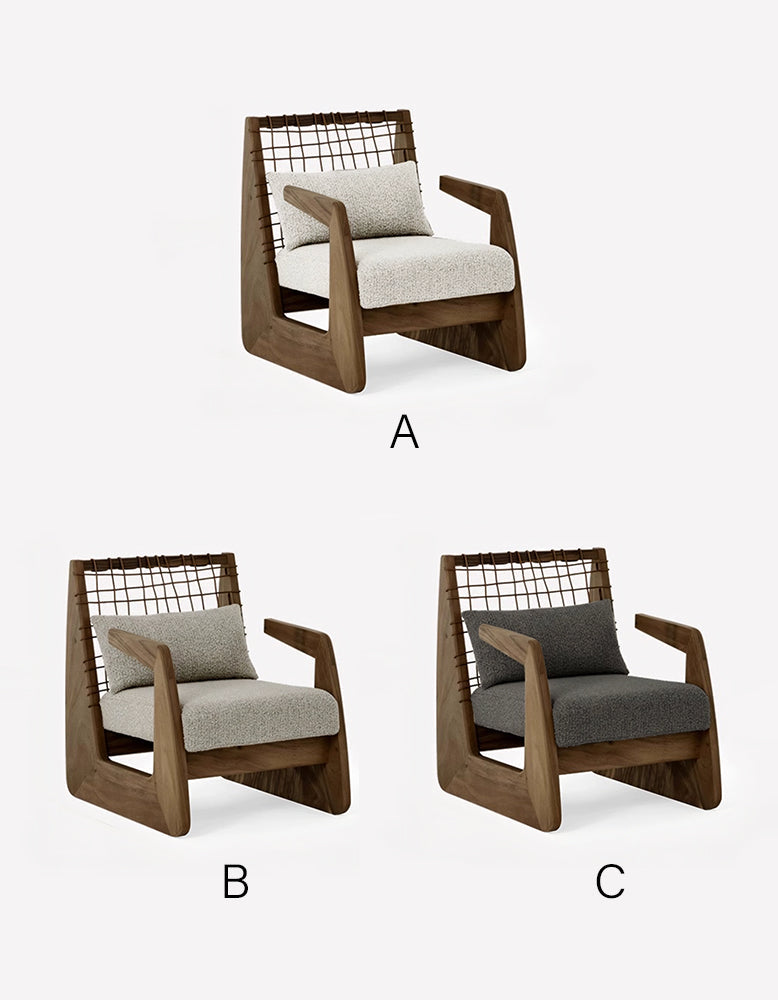 Delaney Retro Armchair, Solid Wood & Rattan